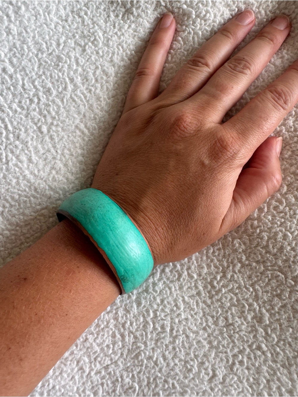 Green Copper Open Cuff Bracelet, Cuff Style Bracelet Copper Base Metal